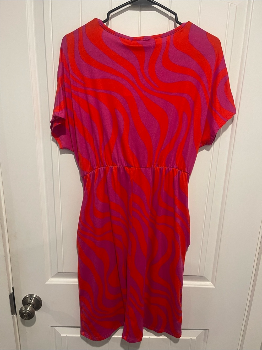 Arrow Red and Pink Wave-Print Midi Dress